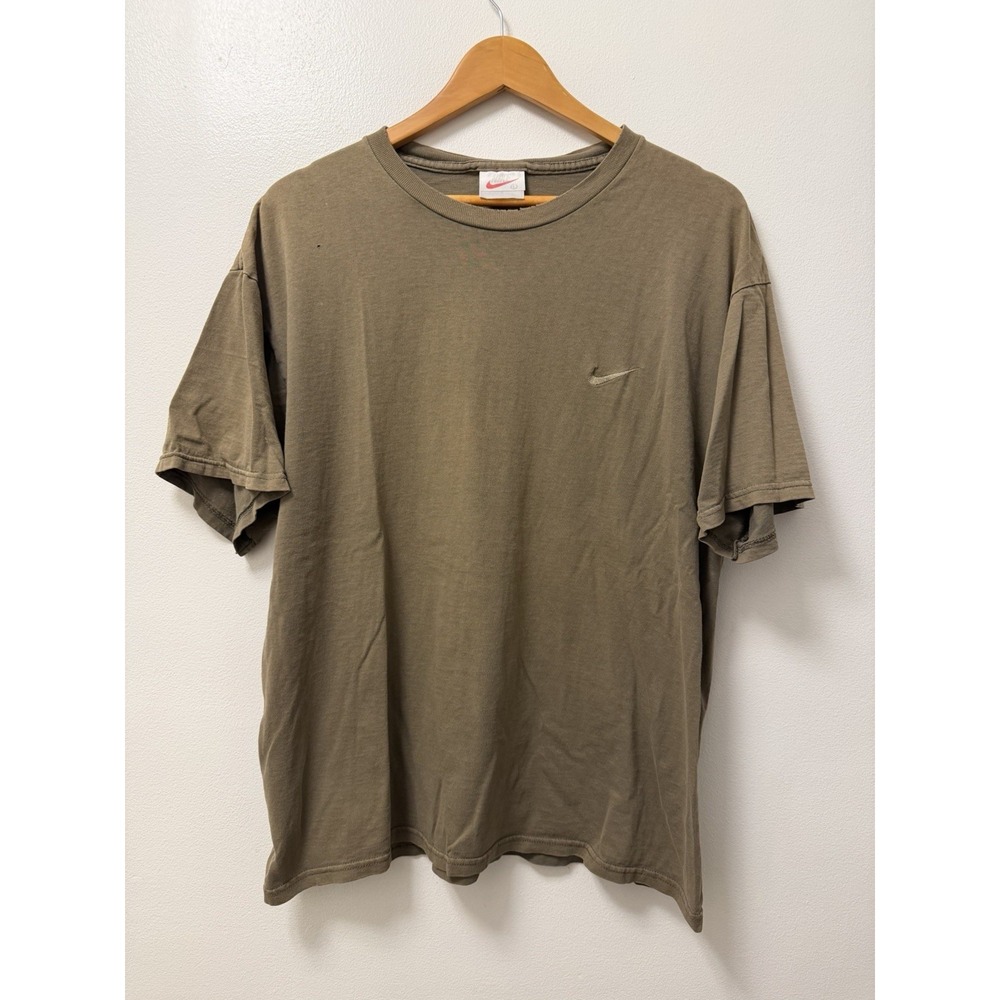 RARE Vintage 90s Nike Faded Brown Blank Embroidered T Shirt Men's L Distressed